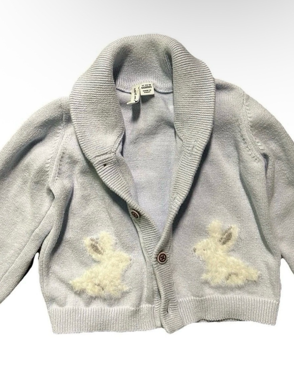 Janie And Jack Baby Blue Button Down Cardigan Easter Bunnies Size 12-18 Months